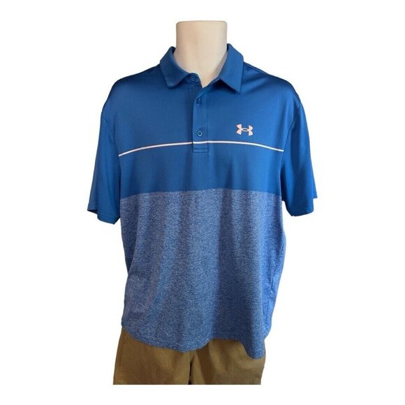 Under Armour Other - Under Armour Playoff 2.0 Stripe Golf Polo~Size L~Blue Stretch Lightweight Sport